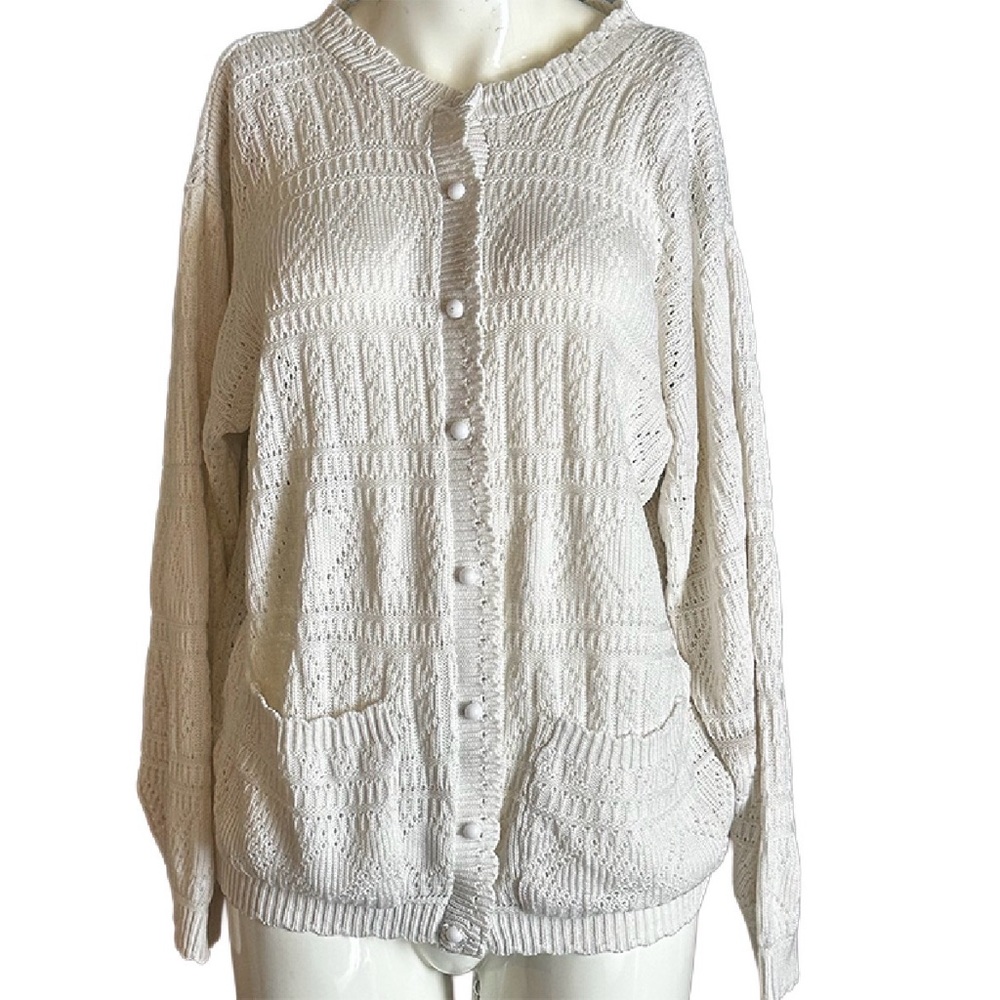 Vintage White Open Knit Cardigan